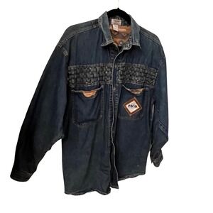 PACO Vintage 90's Jeans Denim Shirt Western Aztec LinedMens Medium